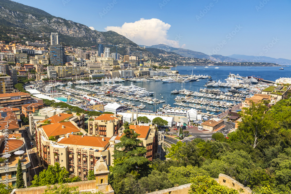 Luxury yachts and apartments in harbor of Monte Carlo, Monaco