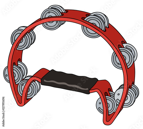 Hand drawing of a red tambourine