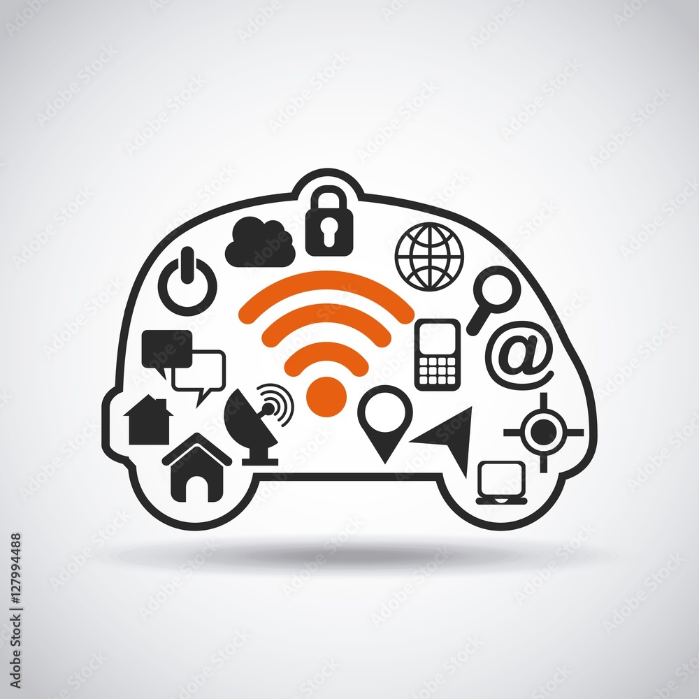 silhouette of autonomous car with navigation and technology icons inside over white background. vector illustration silhouette of autonomous car with navigation and technology icons inside over white background. vector illustration