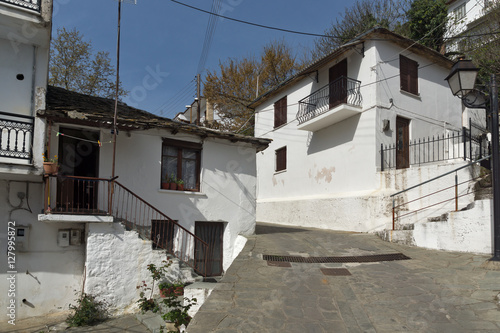 Stone street and Old house in village of Panagia, Thassos island, East Macedonia and Thrace, Greece