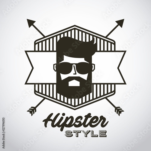 man with glasses in hipster style inside decorative frame with glasses over white background. vector illustration