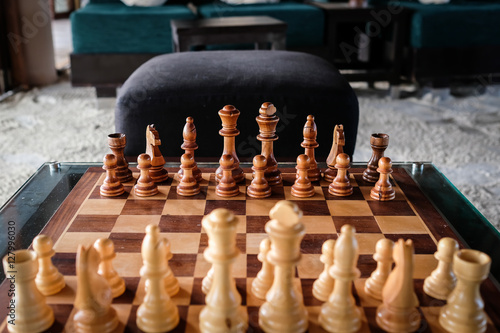 chess game on deck.