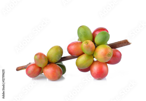 fresh coffee beans isolated on white background