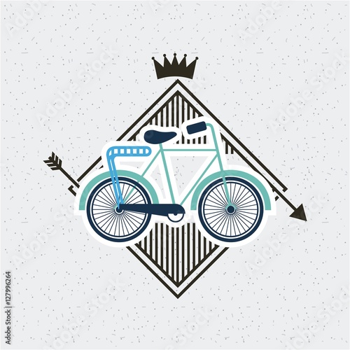 decorative frame with retro bicycle icon inside over white background. hipster style design. vector illustration
