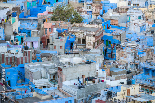 Jodhpur, the Blue City seen from Mehrangarh Fort, Rajasthan, India, Asia © Mazur Travel