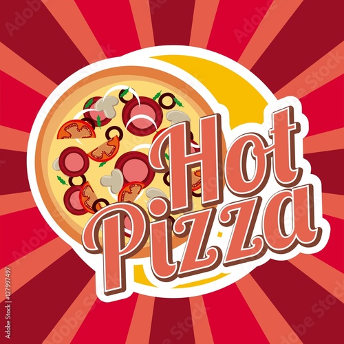 hot pizza icon. fast food concept. colorful design. vector illustration