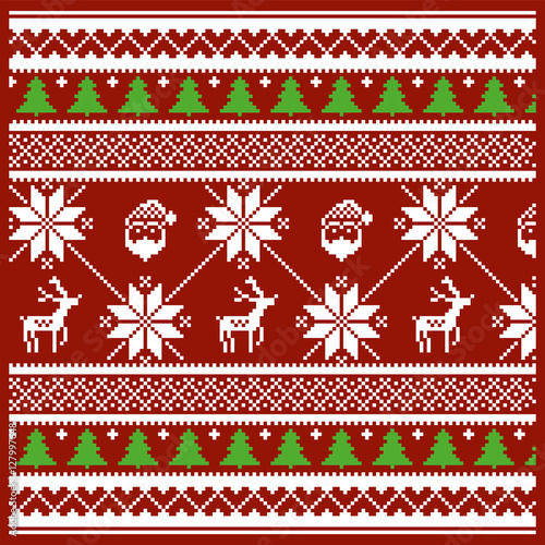 Christmas and Winter knitted pattern / vector illustration