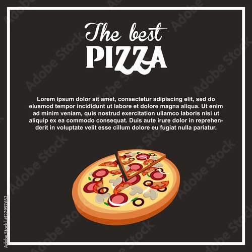 hot pizza icon over black background. fast food concept. colorful design. vector illustration