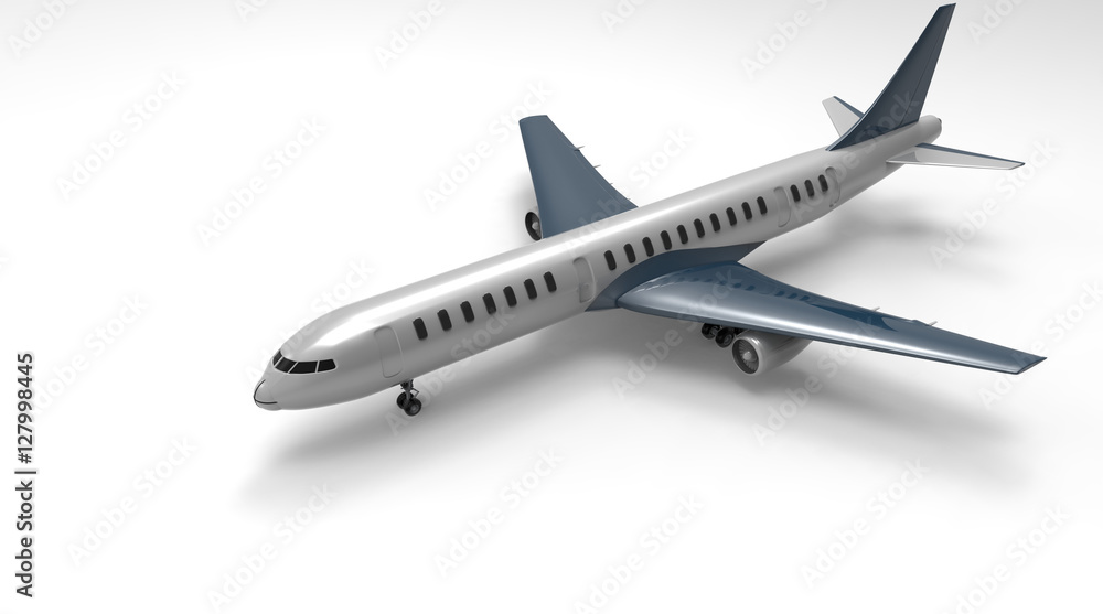 Airplane on white background. 3D rendering.