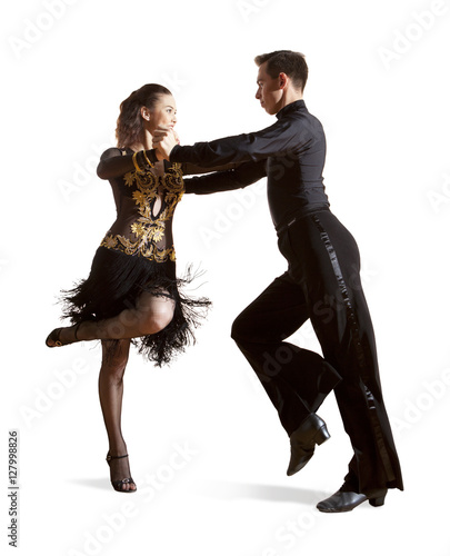 Beautiful couple in the active ballroom dance isolated