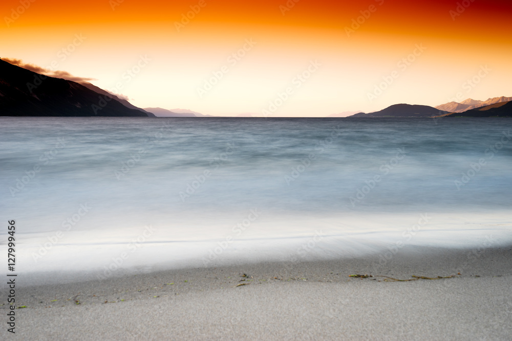 Fototapeta premium Tidal waves long exposure landscape background