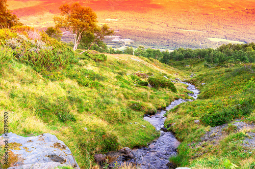 Photography Norway mountain stream landscape background