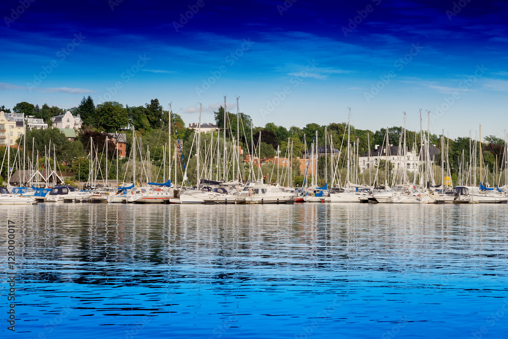 Oslo yacht club city background