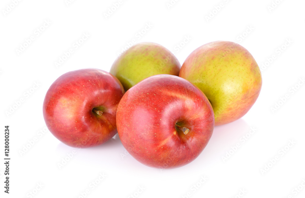 fresh apple with stem on white background fresh apple with stem on white background