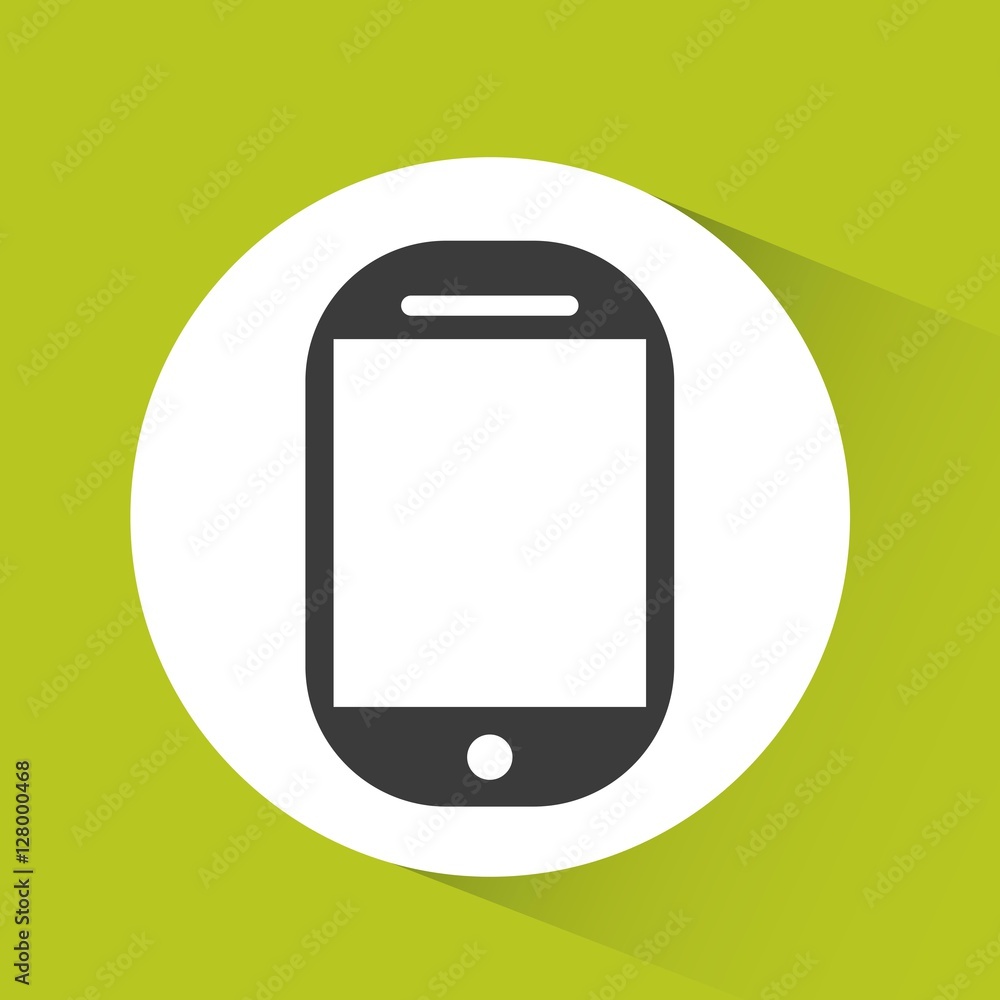 smartphone device icon over white circle and green background. vector illustration smartphone device icon over white circle and green background. vector illustration