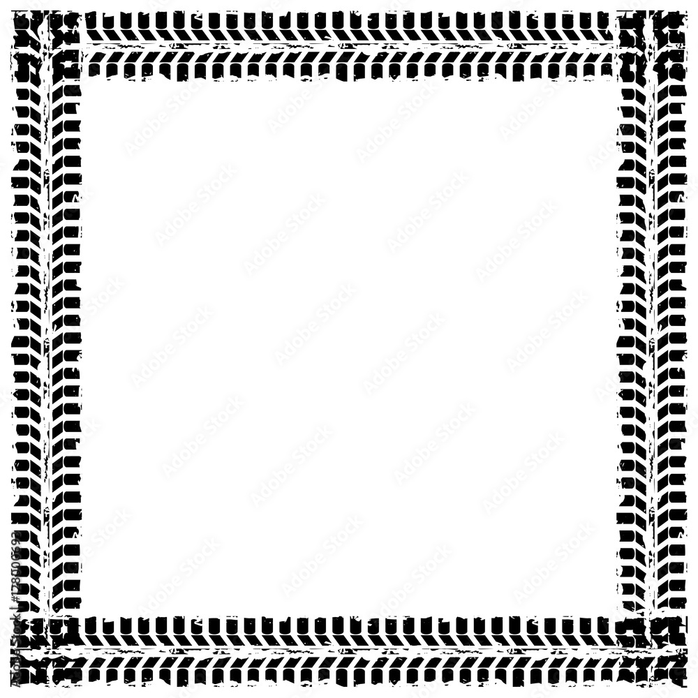 frame of wheel prints in black and white colors. vector illustration