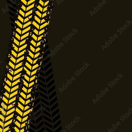 Wallpaper Mural yellow wheel prints in black background. vector illustration Torontodigital.ca