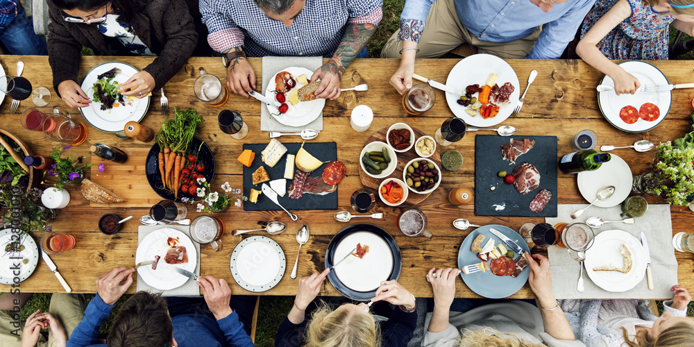 Group Of People Dining Concept - obrazy, fototapety, plakaty 