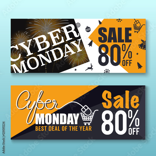 Cyber Monday Sale Banner Background for Good Deal Promotion. Cyber Monday Tags and Label Design.Vector illustration