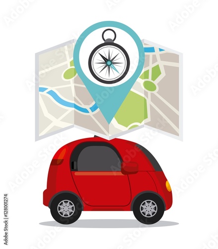 autonomous car vehicle and city map icon over white background. ecology,  smart and techonology concept. colorful design.  vector illustration