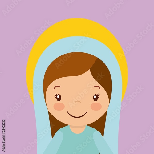 cartoon virgin mary smiling. colorful design. vector illustration