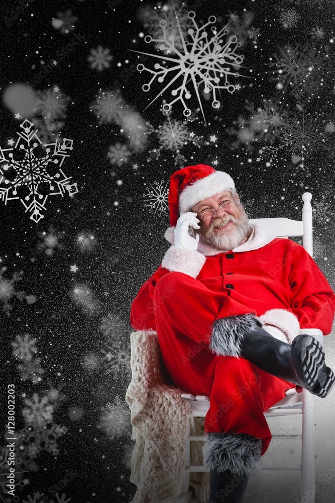 Composite image of santa claus talking on mobile phone Composite image of santa claus talking on mobile phone