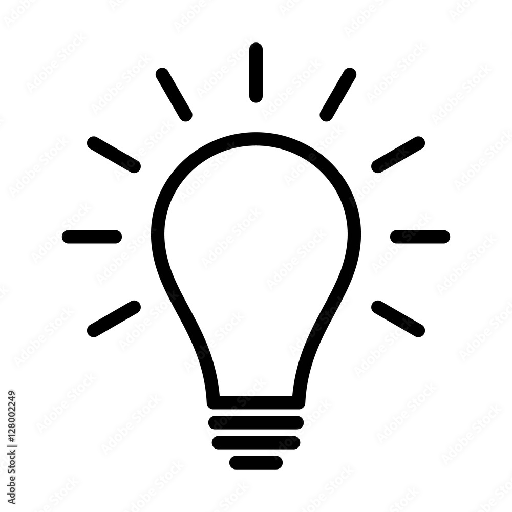 Incandescent light bulb / lightbulb turned on or idea line art icon for apps and websites Incandescent light bulb / lightbulb turned on or idea line art icon for apps and websites