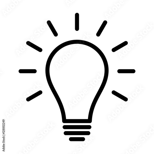 Incandescent light bulb / lightbulb turned on or idea line art icon for apps and websites