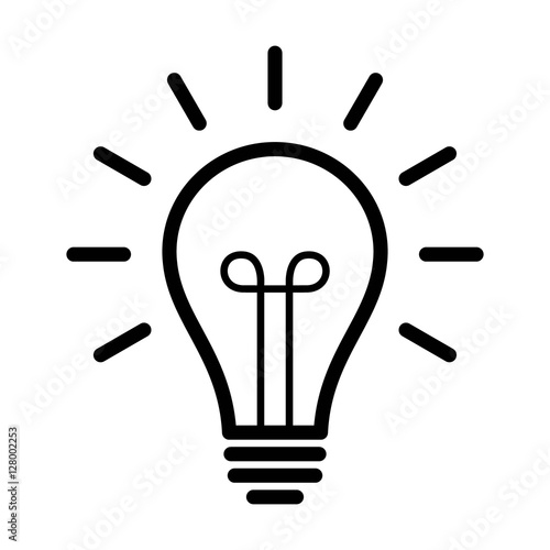 Vintage light bulb / lightbulb turned on or idea line art icon for apps and websites