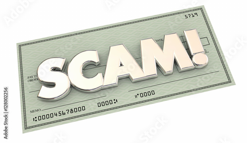 Photography Scam Fraud Money Stealing Theft Word Check 3d Illustration