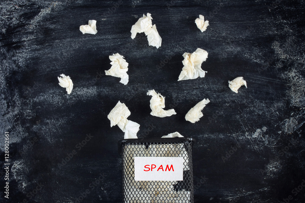 Obraz premium crumpled paper sheets , trash, spam sign