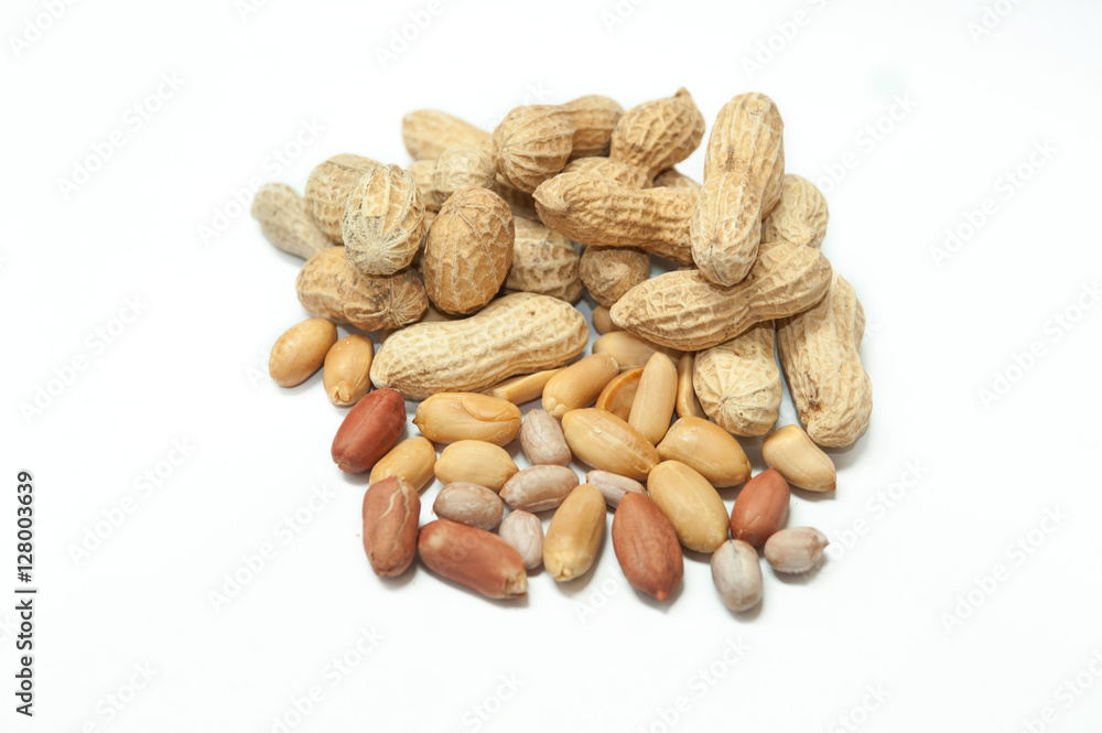 Peanuts on a white background Peanuts on a white background