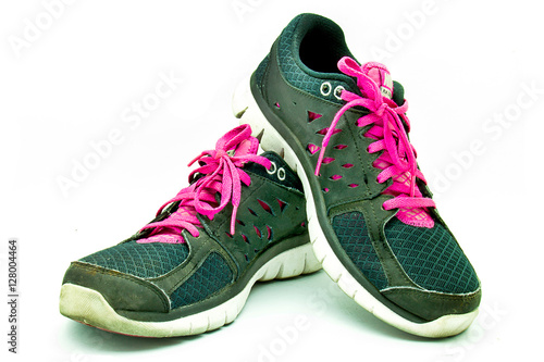 Sport shoes isolated against white background.Black sport shoes.Running shoes.