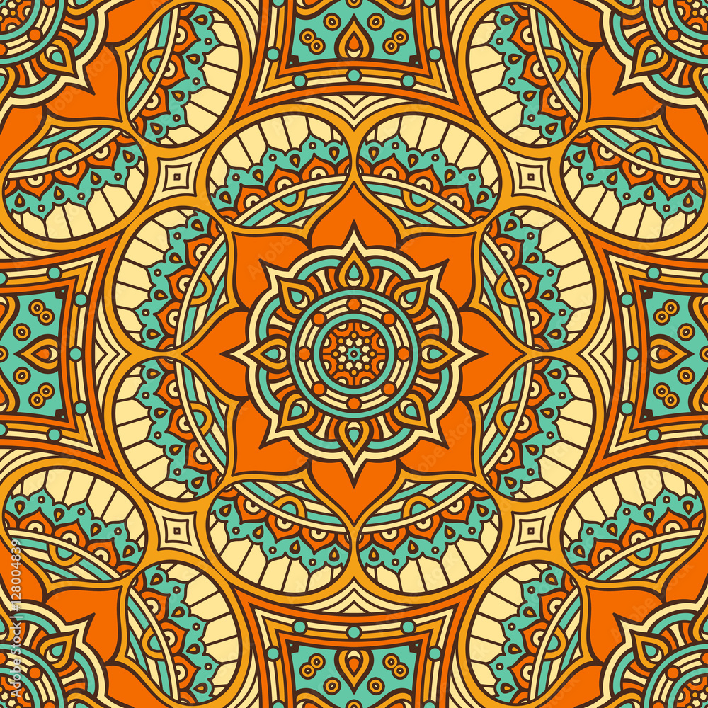 Fototapeta premium Ethnic floral seamless pattern