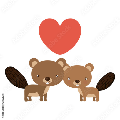 Beaver cartoon in love icon. Animal cute adorable creature and friendly theme. Isolated design. Vector illustration
