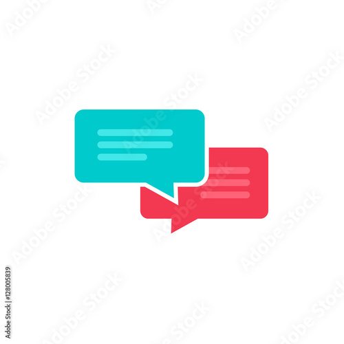 Chat icon sms message vector red blue isolated on white background, flat style dialog bubble speech symbol, messages concept, chatting icon