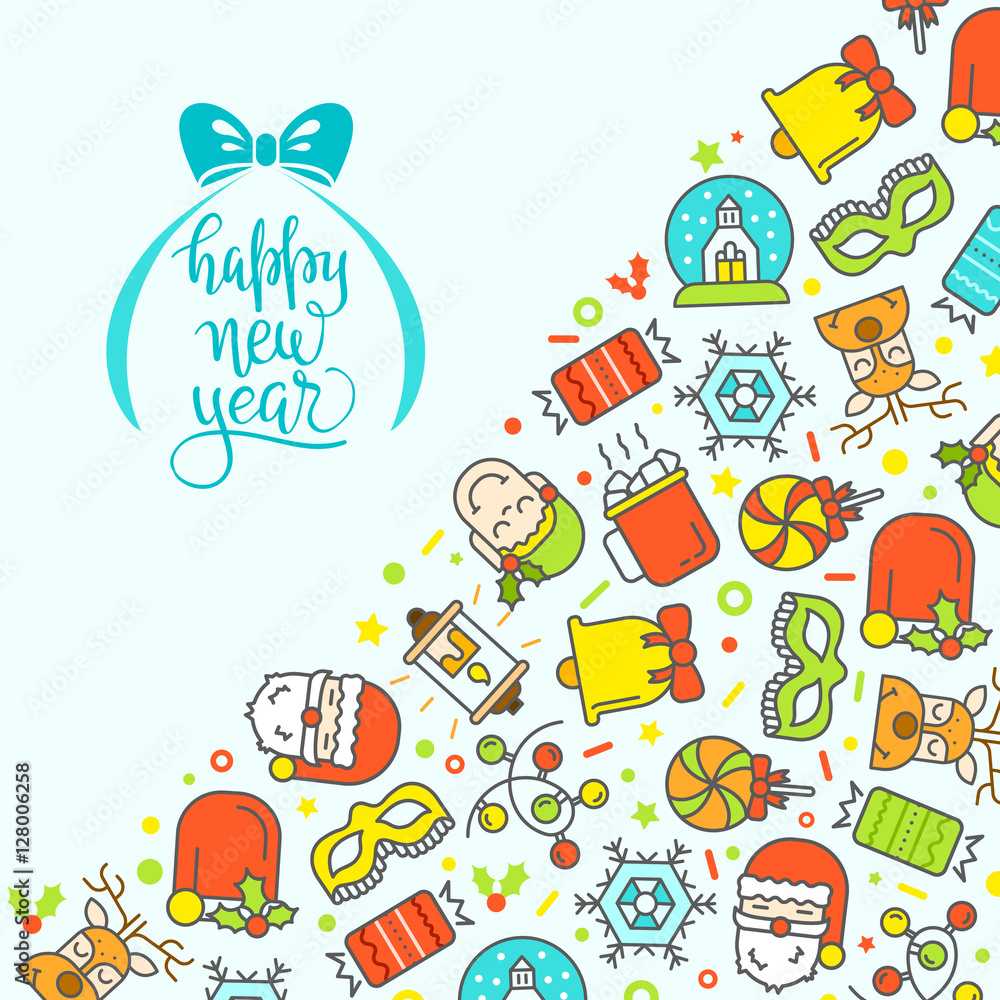 Christmas background with flat icons. Christmas background with flat icons.