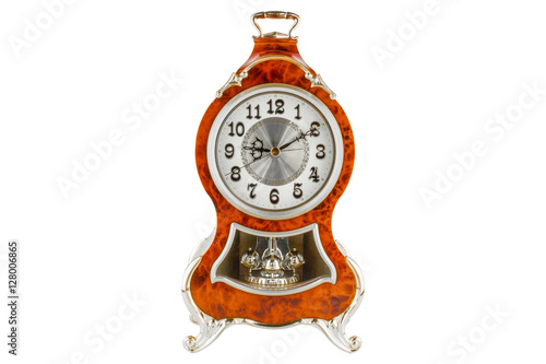 Decorative table clock isolated on white background