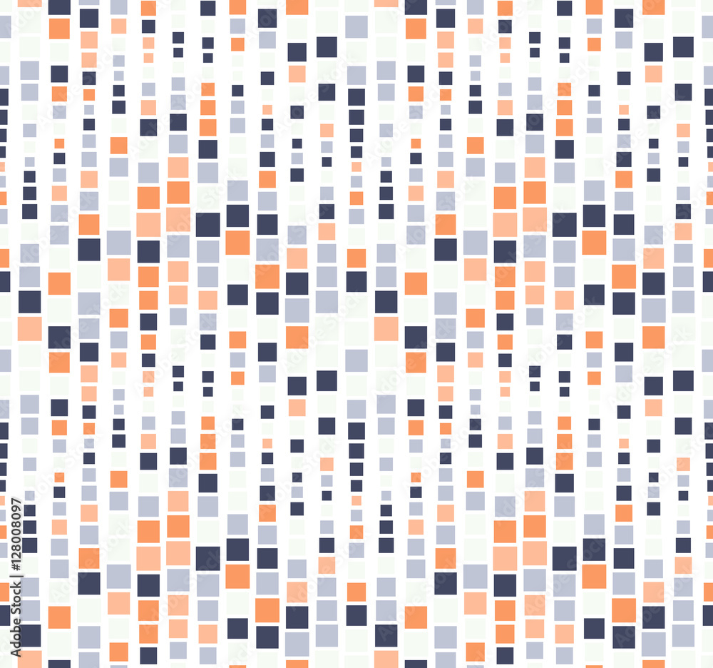 Fototapeta premium Seamless pattern. It consists of geometric elements having a square shape, different size and color. On white background. Useful as design element for texture and artistic compositions.