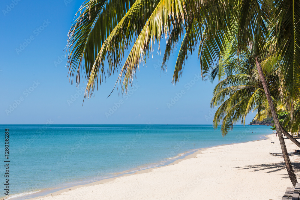 White sand beach in Koh Chang, a popular island on the gulf of Thailand in Thailand.