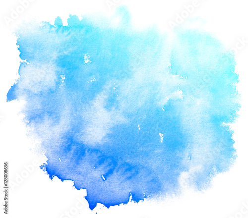 Abstract blue watercolor on white background.This is watercolor splash.It is drawn by hand. © Kanokpol