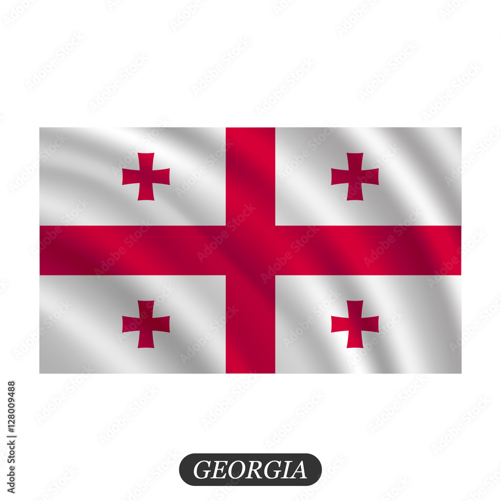 Waving Georgia flag on a white background. Vector illustration