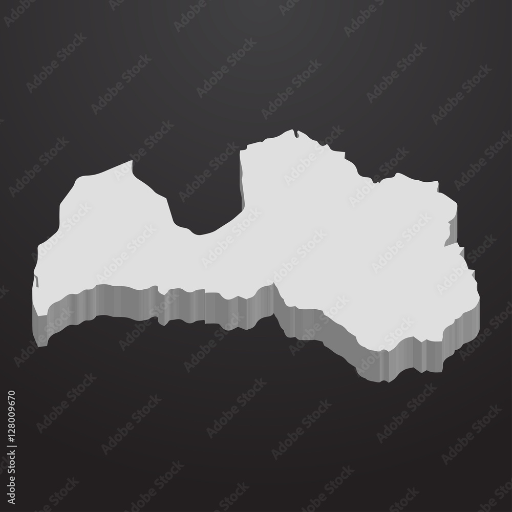 Latvia map in gray on a black background 3d Latvia map in gray on a black background 3d