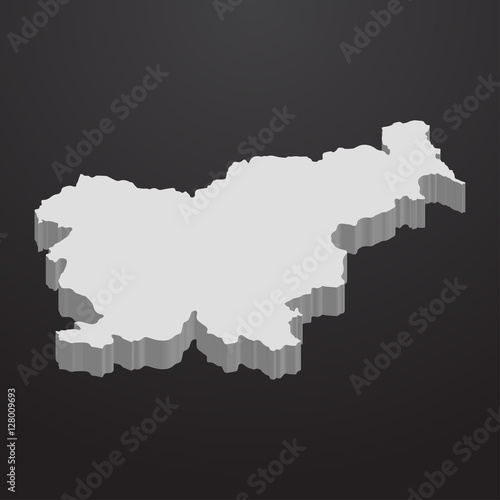 Slovenia map in gray on a black background 3d