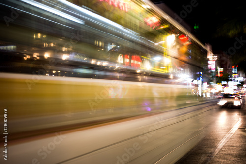 Car light trails and urban landscape in Okinawa.