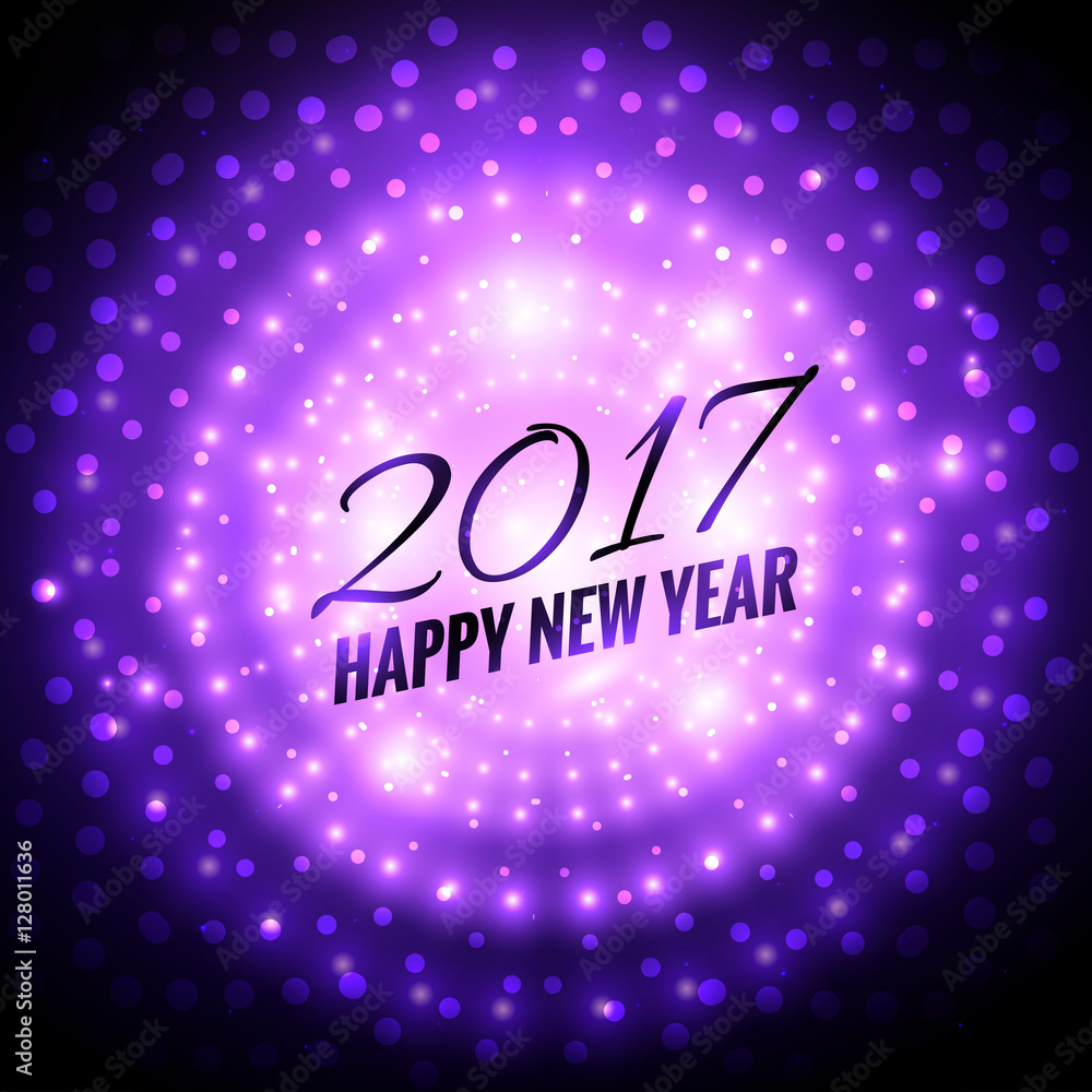 glowing 2017 party celebration background in purple color