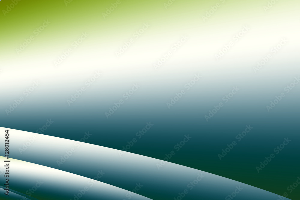 Fototapeta premium A simple fractal in teal and green with horizontal curves or arcs. Includes space for text. Suitable for layouts, web design, leaflets, book covers, presentations, templates, PC or phone backgrounds.