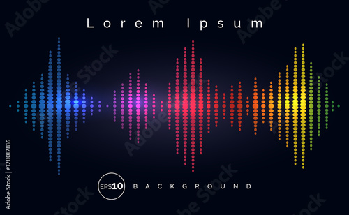 Waveform stereo equalizer poster. Music track wave background. Vector illustration