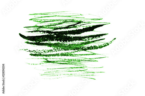 Green paint strokes on paper