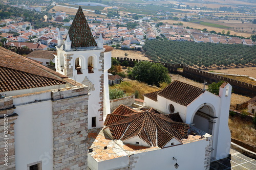 ESTREMOZ, PORTUGAL: View from the Tower of the Three Crowns (Torre das Tres Coroas)  with the Santa Maria Church in the foreground photo